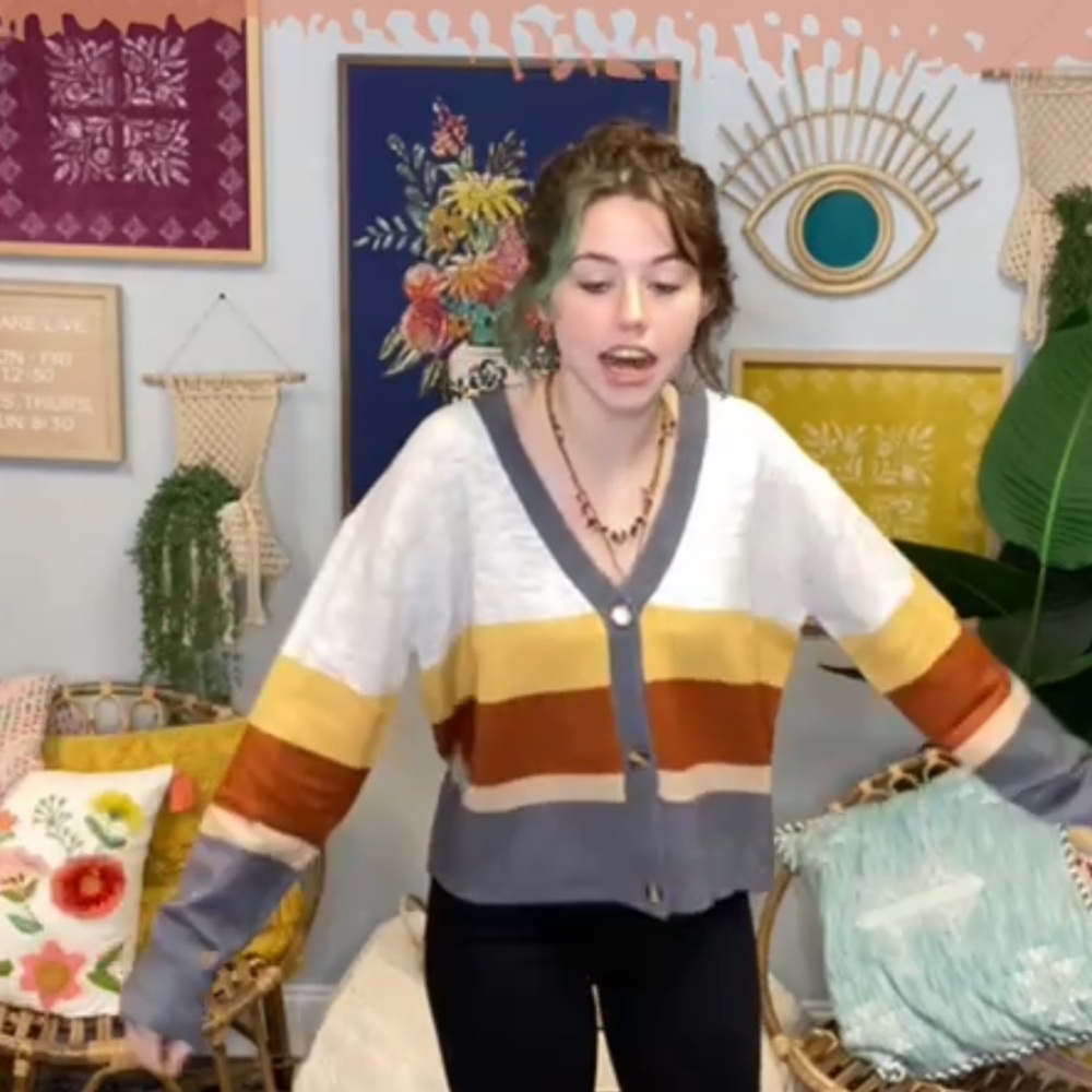 Hem & Thread Multicolor Striped Cardigan - Picture 4 of 6